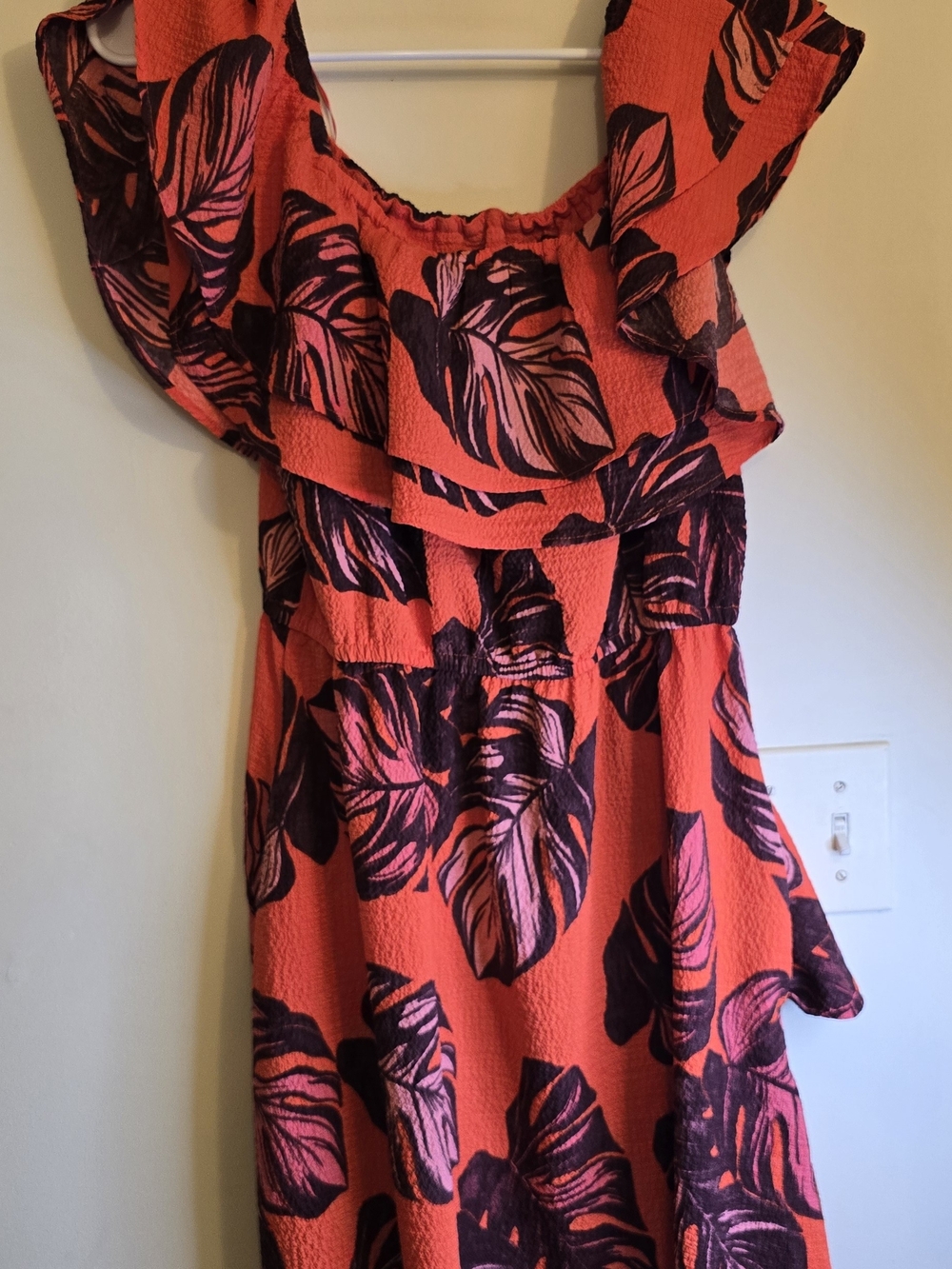 sofia by sofia vergara Orange Dress with Pink & Black Leaf Print